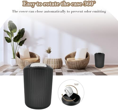 Black Bathroom Accessories Set, 10Pcs Bathroom Accessory Sets Complete with Trash Can, Shower Curtain, Vanity Tray, Soap Dispenser, Soap Dish, Toothbrush Holder&Cup, Toilet Brush&Holder, Qtip Holder