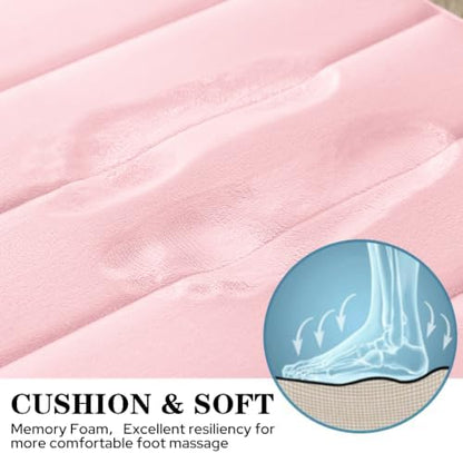 BYSURE Pink Memory Foam Bathroom Rug Set 17"x24"+20"x32"+U20 x24