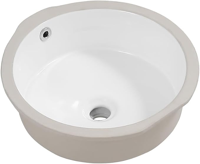 16"x16" Round Shape Undermount Bathroom Vessel Sink, Ceramic White Vanity Top Sink with Overflow
