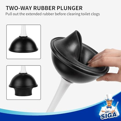 MR.SIGA Toilet Plunger and Bowl Brush Combo for Bathroom Cleaning, White (Pack of 12)