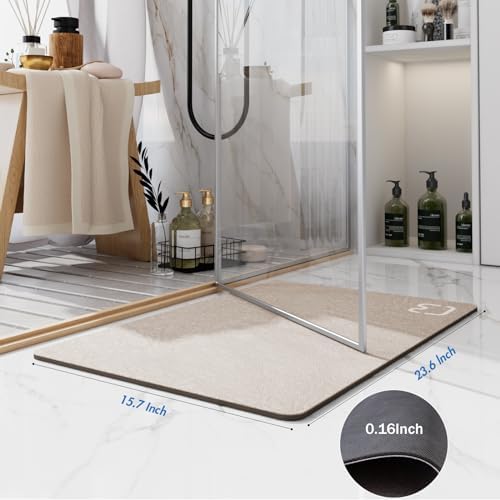 Diatomaceous Earth Bath Mat Stone Bath Mats for Bathroom,15.7"x23.6",Taupe