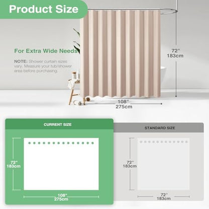 Dynamene Extra Wide Waffle Shower Curtain 256 GSM Fabric 108x72 Blush Pink