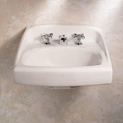 American Standard 0355.034.020 Lucerne Wall-Mount Lavatory Sink with 4-Inch Faucet Spacing and Extra Right Hand Hole, White