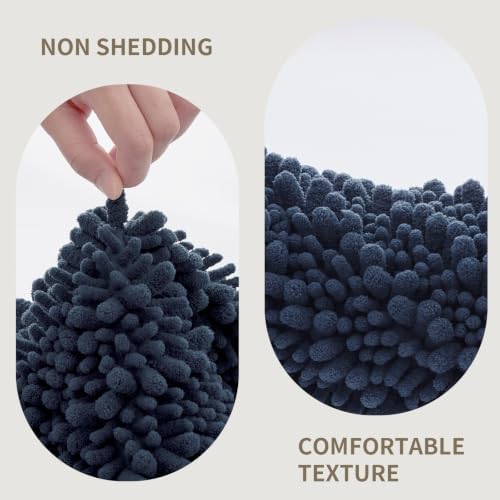 Toilet Rugs U-Shaped Mat 24x24, Contour Bathroom Mat - Ultra Soft & Absorbent Chenille, Quick-Dry, Machine Washable with Non Slip Barrier Backing, Blue