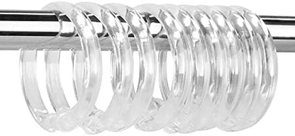 Clear Plastic Shower Curtain Rings, 12 PCS Circular Plastic Shower Curtain Hooks for Bathroom Shower Curtain Rod, Clear Shower Hooks for Shower Curtain, O Shaped Shower Rings for Curtain