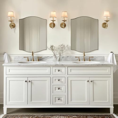 ANDY STAR Gold Bathroom Mirror, 24"x30" Scalloped Wall Mirror in Stainless Steel Metal Frame, Unique Vanity Mirror with Modern Curved Edge Design, Ideal for Bathroom, Bedroom, Entryway