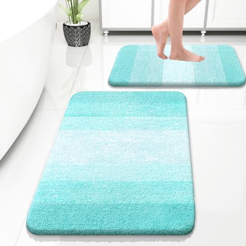 OLANLY Micorfiber Bathroom Rug Set 2 Piece, 30"x20"+24"x16"