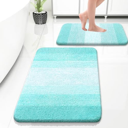 OLANLY Micorfiber Bathroom Rug Set 2 Piece, 30"x20"+24"x16"