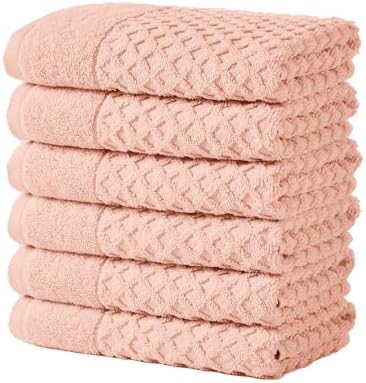 Great Bay Home Hand Towels - 100% Cotton 6 Pack 26x16 Hand Towel Set - Absorbent, Durable, Quick-Dry Towels for Bathroom (Pink)