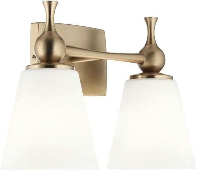 Kichler, Cosabella 15 Inch 2 Light Vanity Light with Satin Etched Cased Opal Shade in Champagne Bronze, 15" L x 6.5" W x 10.25" H, 55091