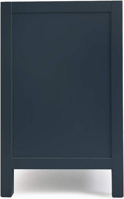 ARIEL Cambridge 36-inch Bathroom Vanity Base Cabinet,Solid Wood, 2 Soft Closing Doors, 5 Dovetail Drawers, Midnight Blue