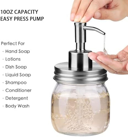Amolliar Glass Mason Jar Bathroom Accessories Set 4 Pcs (Brushed Nickel)