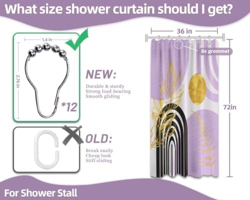 Light Purple Stall Shower Curtain, 36X72 in Narrow Small, Mid Century