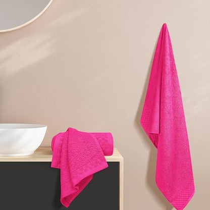 MyOwn Ultra Soft 3 Pack Cotton Towel Set, Contains a Bath Towels 28x55 inch, a Hand Towels 16x24 inch & a Wash Coths 12x12 inch, Ideal Everyday use, Compact & Lightweight - Hot Pink