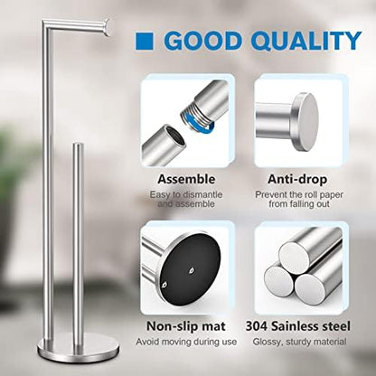 Toilet Paper Holder Stand, Brushed Nickel Toilet Paper Holder Free Standing