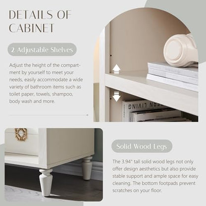 IFBUY 76" Arched Bathroom Storage Cabinet, Narrow Arched Cabinet, Cream