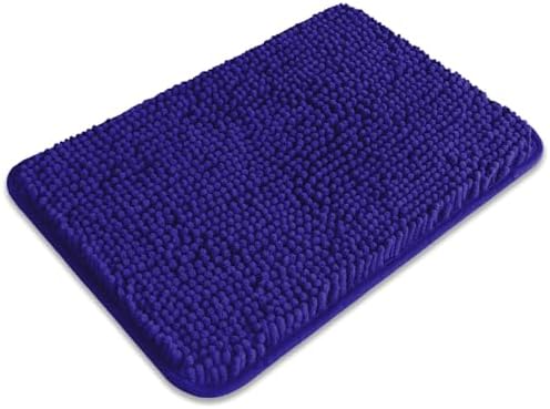 Small Bathroom Rug 12"x18" – Washable and Absorbent Bath Mat, Non Slip, Thick Soft Chenille Bath Rugs for Bathroom, Shower, Sink, Dog mat(Royal Blue)