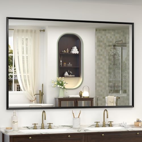 Black Framed Bathroom Mirror for Over Sink 60x40