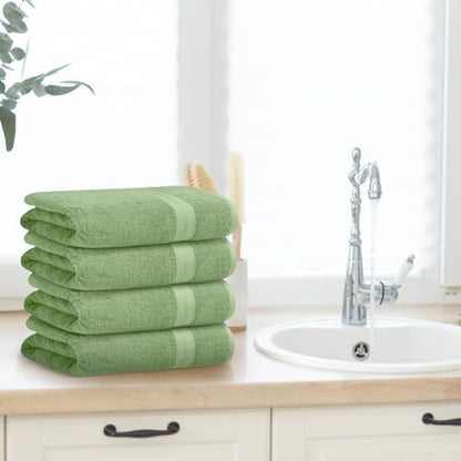 Avalon Towels Luxury 8 Piece Sage Green Towels Set, 2 Bath Towels, 2 Hand Towels and 4 Washcloths, 600 GSM 100% Ring Spun Cotton Highly Absorbent Towels, Ideal for Hotel, Spa and Gym