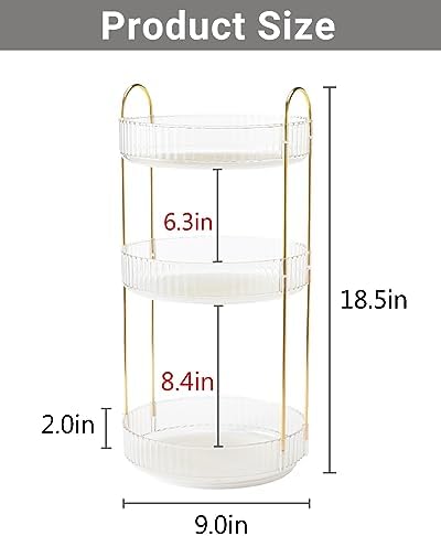Asayuee 360 Rotating Makeup Organizer,3 Tier Large Capacity Make Up Organizers and Storage,Skincare Perfume Vanity Organizers,Bathroom Cosmetics Storage Organizer Countertop (Clear-3 Tier)