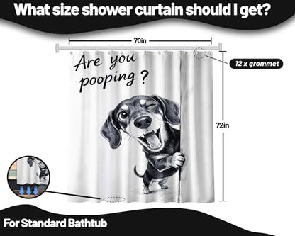 Funny Dachshund Shower Curtain are You Pooping, 70x72 Inchs