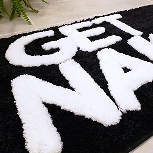 Get Naked Bath Mat Black - Cute Black and White Bathroom Rugs, 31" x 20"