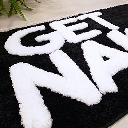 Get Naked Bath Mat Black - Cute Black and White Bathroom Rugs, 31" x 20"