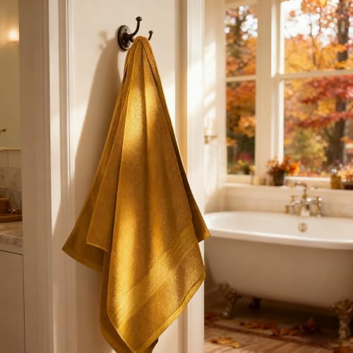 COZYART Luxury Bath Towel Set 6 Pcs, Gold 100% Turkish Cotton 650 GSM