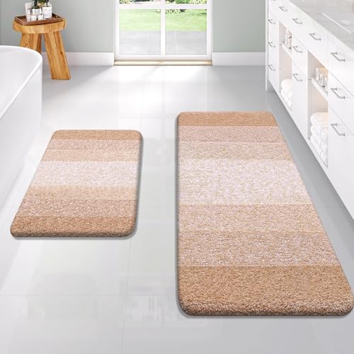OLANLY Micorfiber Bathroom Rug Set 2 Piece, 47"x20"+24"x16"
