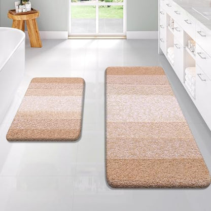 OLANLY Micorfiber Bathroom Rug Set 2 Piece, 47"x20"+24"x16"