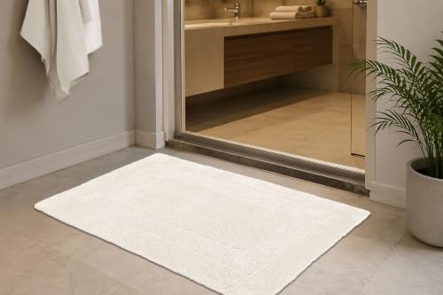COTTON CRAFT Bath Rugs - 2 Pack Large 20x30 Soft Plush Bath Mats - Ivory