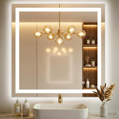 30x30 LED Bathroom Mirror with Lights, Lighted Vanity Mirror for Wall