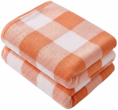 2 Pack Microfiber Bath Towels 27x55 Inches, Soft Orange Plaid Quick Dry Absorbent Oversized Shower Towel, Lightweight Portable Beach Pool Gym Camping Travel Towels for Adults