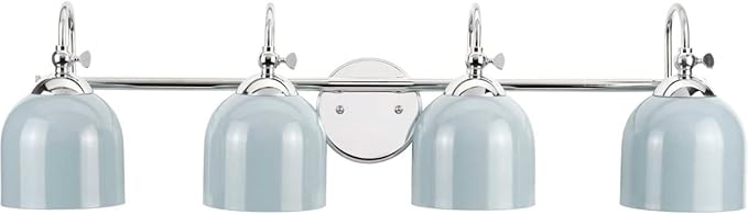 Progress Lighting Dalton Collection 33 in. 4-Light Polished Chrome Coastal Blue Vanity Light