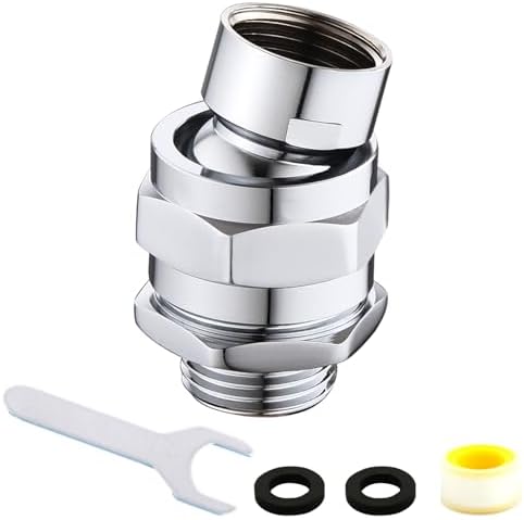 Heavy Duty Shower Head Swivel Ball Adapter, Solid Brass Shower Head Swivel Adapter Chrome Polished, Adjustable Shower Arm Connector Universal Shower Assembly Shower Arm Extension...