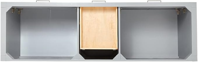 ARIEL Bristol 73" Grey Double Vanity, 1.5" Edge Italian Carrara Marble Countertop & Splash, Rectangular Sinks, 2 Soft Closing Doors, 4 Full Extension Dovetail Drawers, Polished Chrome