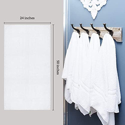 GREEN LIFESTYLE Bath Towels 24" x 50" 48 Pack - White Large Bath Towels, Soft Absorbent Thick Towels for Hotel, Spa, Gym and Bathroom Use, Cotton Blend Bulk Towel Set