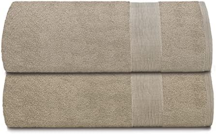 Belizzi Home Premium Cotton Oversized 2 Pack Bath Sheet 35x70-100% Pure Cotton - Ideal for Everyday use - Ultra Soft & Highly Absorbent - Machine Washable - Tan