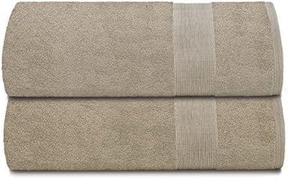 Belizzi Home Premium Cotton Oversized 2 Pack Bath Sheet 35x70-100% Pure Cotton - Ideal for Everyday use - Ultra Soft & Highly Absorbent - Machine Washable - Tan