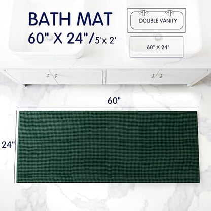SUBRTEX Bathroom Rugs, 24" x 60" Chenille Bath Rug Soft Short Plush Bath Mat Soft Shower Mat Water Absorbent Shower Mat Quick Dry Machine Washable, Celadon