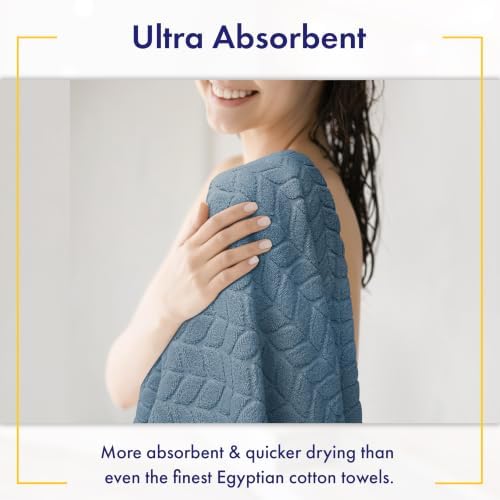 Alusa Home Ultra Soft & Stylish 700 GSM Luxury Bath Towels - 100% Zero-Twist, Long-Staple Cotton - Remarkably Absorbent & Quick Drying - 6 Piece Towel Set (Chambray)