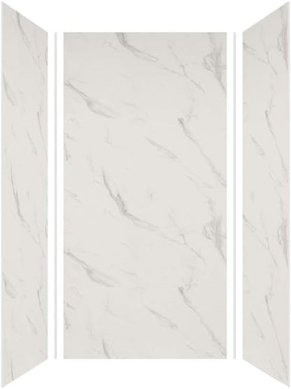 Transolid Expressions 36 in. x 36 in. x 72 in. 3-Piece Easy Up Adhesive Alcove Shower Wall Surround in Bianca EWK363672-41