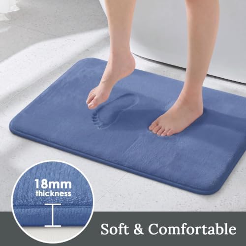 HUXMEYSON 3-Piece Memory Foam Bathroom Rug Set, Dusty Blue