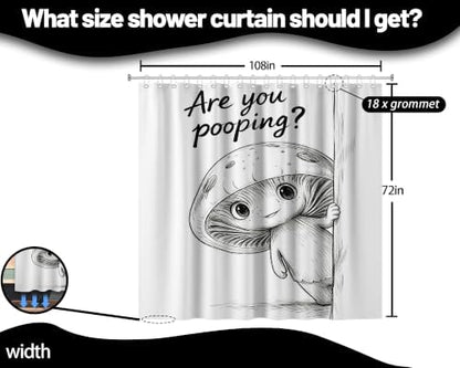 Extra Long Shower Curtain Funny Mushroom Clawfoot Tub, 108 x 72 in