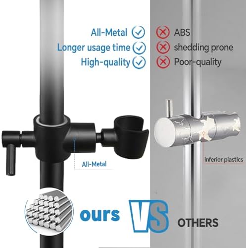 Shower Slide Bar Adjustable Handheld Shower Head Holder Wall Mount - 30inch All-Metal Shower Head Slide Bar Compatible with Bathroom Drill Free Glue Installation - Black