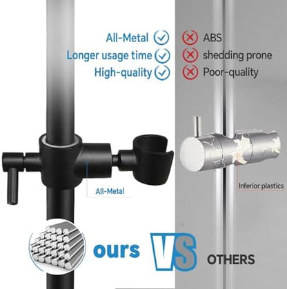 Shower Slide Bar Adjustable Handheld Shower Head Holder Wall Mount - 30inch All-Metal Shower Head Slide Bar Compatible with Bathroom Drill Free Glue Installation - Black