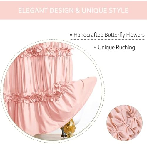 Homechoice Decor Peach Shower Curtain 2 Pack, 36" W x 72" H x 2 Panels