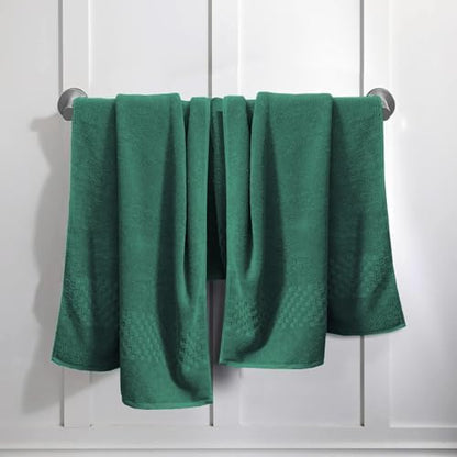 Feather & Stitch 100% Cotton 625 GSM Bath Towel Set of 6, Ultra Soft Highly Absorbent 2 Bath Towels, 2 Hand Towels & 2 Washcloth - Luxury Quick Dry Shower Towels (Hunter Green)