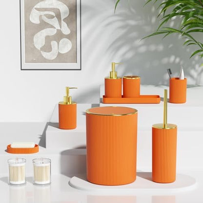 Orange Bathroom Accessories Set, 10PC Bathroom Set