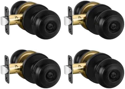 Haidms 4 Pack Matte Black Door Knobs Interior Privacy, Black Interior Door Knobs for Bedroom or Bathroom Classic Round Doorknobs Hardware